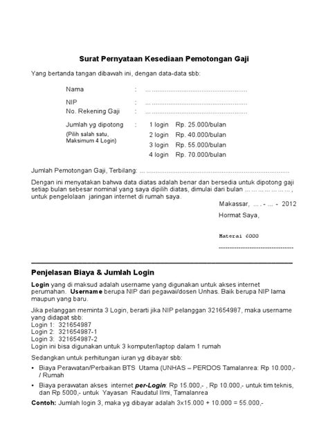 Detail Contoh Surat Pemotongan Gaji Karyawan Koleksi Nomer