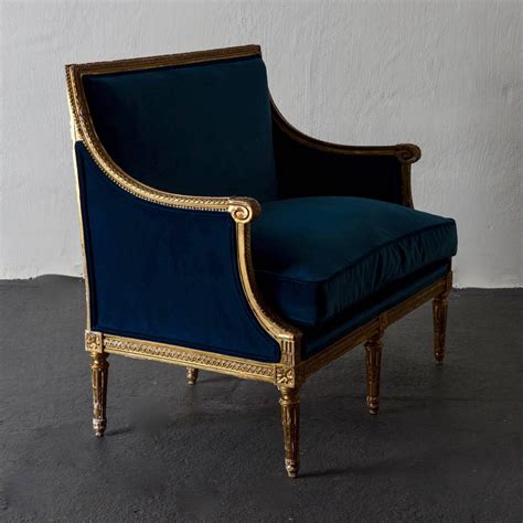 Sofa Bench Love Seat Neoclassical Louis Xvi Period Gilt Wood Blue