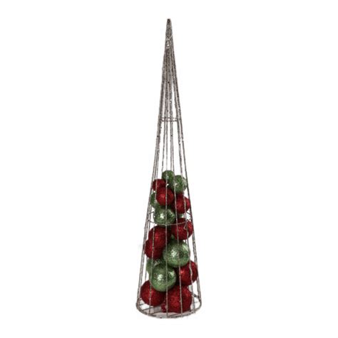 Wire Cone Jelka Sa Kuglama Crveno Zelena LED 80cm 761052