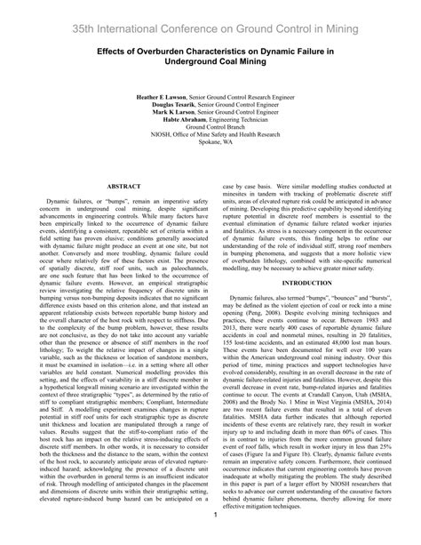 PDF Effects Of Overburden Characteristics On Dynamic Failure In