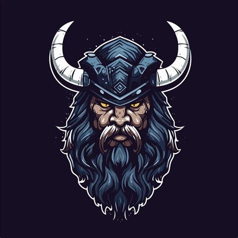 Viking Logo Design Face Vektor Illustrationsvorlage Premium Vektor