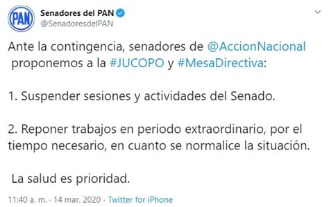 Propone Gppan Suspender Sesiones Del Senado Hasta Que Pase La