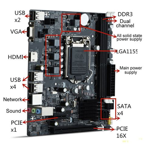 Обрезанная материнская плата LGA1155 (на чипсете H61))