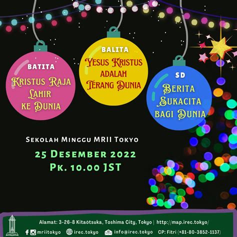 25 Desember Sekolah Minggu Tema Natal 3 Gereja Mrii Tokyo
