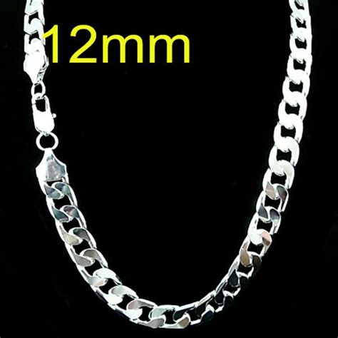 Wholesale Silver Plated 12mm Wide Chain Necklace For Men 925 Stamped