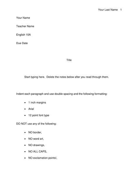 Free Printable Mla Format Templates Word Pdf Blank Example