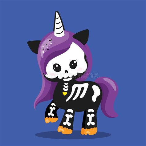 SKELETON UNICORN VIOLET LEFT 03 Illustrazione Vettoriale