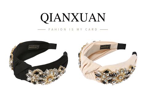 Qianxuan Solid Color Wide Headbands For Women Diamond