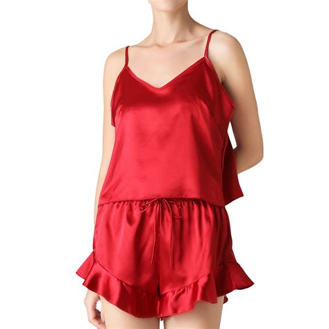 Homgro Women S Sexy Cami Shorts Satin Pajama Set Pj Sleepwear Ruffle