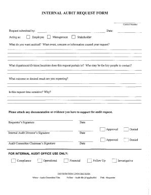 Fillable Online INTERNAL AUDIT REQUEST FORM Oneida Nsngov Fax Email