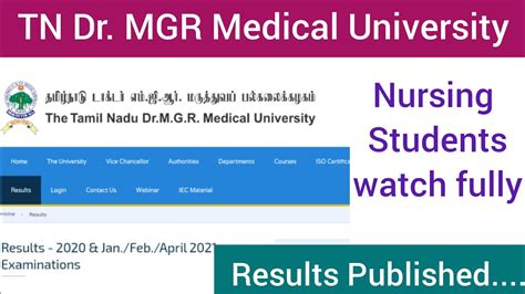 Dr MGR University Results Published Post Basic Bsc Nursing Results