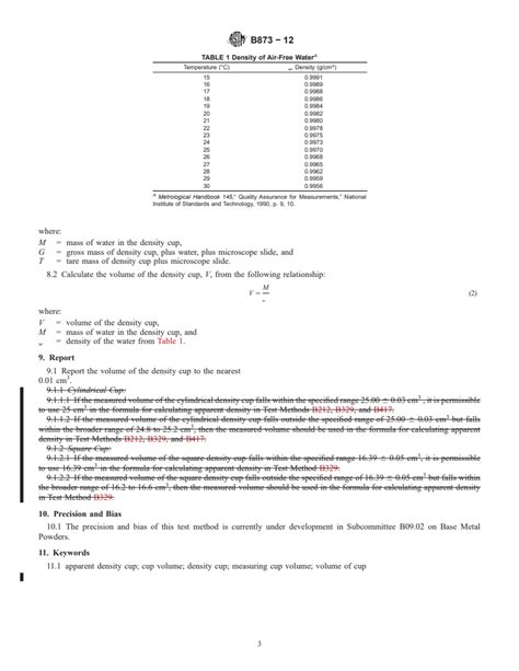 ASTM B873 12 Standard Test Method For Measuring Volume Of Apparent