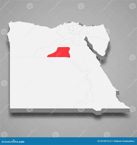 Minya Region Location within Egypt 3d Map Stock Vector - Illustration ...