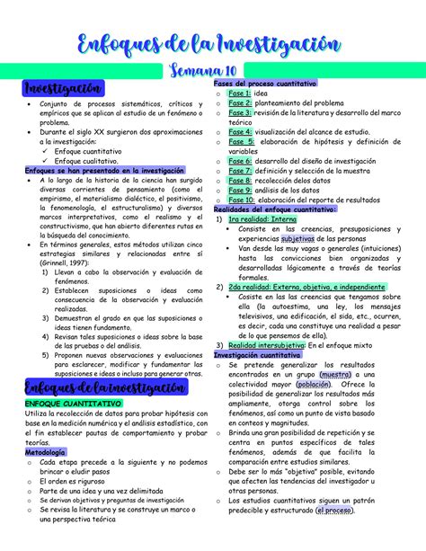 Solution Enfoques De La Investigaci N Semana Resumen Studypool