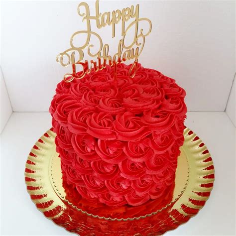 Red Rosette Cake Redbuttercreamcake Rosette Cake Cake Designs Diy Cake