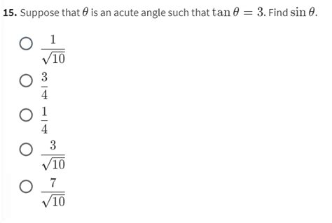 Solved Suppose That Is An Acute Angle Such That Tan Chegg