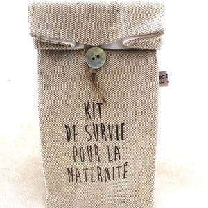 Petit Pochon Sachet En Lin Imprim Kit De Survie Pour La Maternit