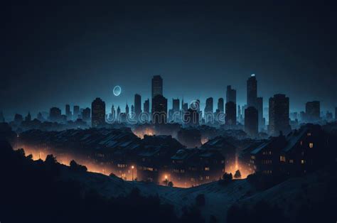 Cityscape at Night. Cityscape Background Stock Illustration ...