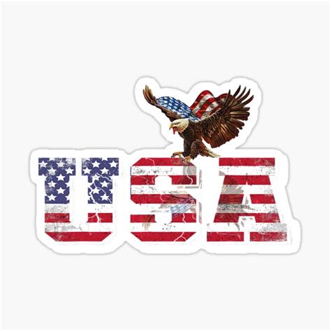 Usa Us American Flag Patriotic Th Of July Bald Eagle Merica Sticker