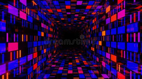 4k Seamless Looped Animation Fly Through Mirror Tunnel With Neon