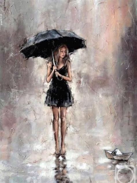 Girl In The Rain Painting at PaintingValley.com | Explore collection of ...