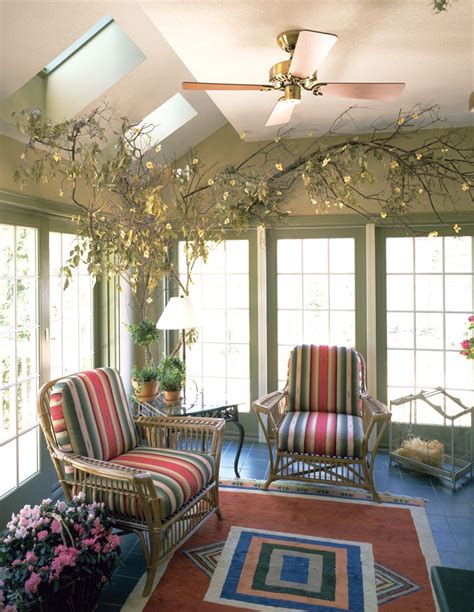 Cheerful Sunroom With Skylights And Ceiling Fan House Plans And More