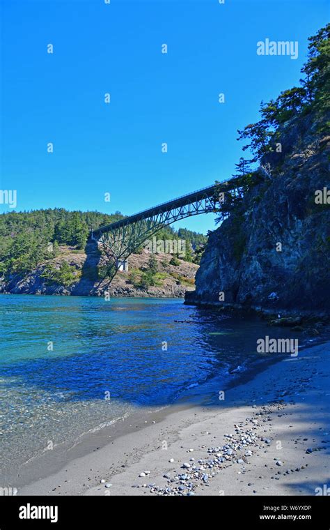 The Deception Pass Bridge As Seen From Little North Beach In Deception Pass State Park