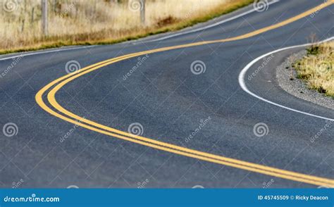 Curved Road With Yellow Line Stock Image Image Of 300mm Line 45745509