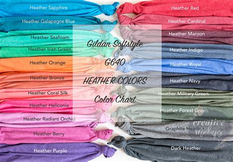 Gildan Softstyle Heather Colors G640 Complete 21 Heather Colors Chart