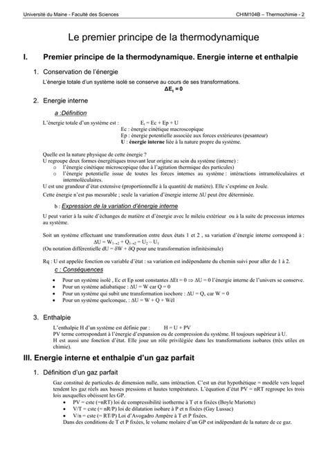 thermodynamique et cinétique chimique cours