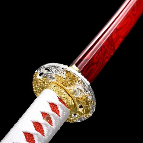 Red Katana Handmade Japanese Katana Sword With Blood Red Blade And