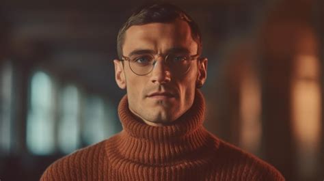 Premium Ai Image A Man Wearing A Brown Turtleneck Sweater And Glass