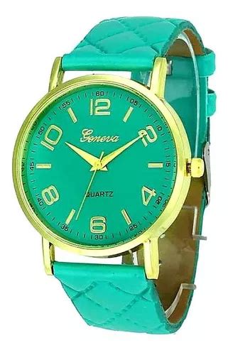 Reloj Geneva Gold Para Mujer Y Pulsera Matelass Verde Mercadolibre