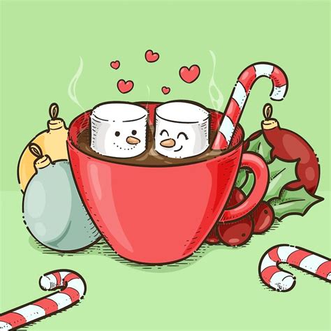 Free Vector Hand Drawn Christmas Hot Chocolate Illustration In 2024