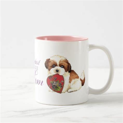 Shih Tzu Heart Mom Two Tone Coffee Mug Zazzle Mugs Mothers Day