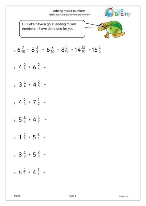 Adding Mixed Numbers Fraction And Decimal Worksheets For Year 6 Worksheets Library