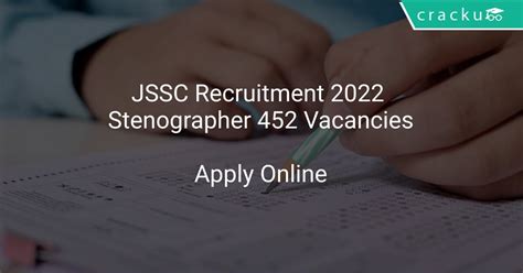 JSSC Recruitment 2022 Stenographer 452 Vacancies Latest Govt Jobs