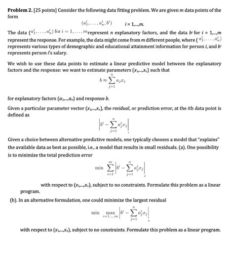 Solved Problem 2 25 Points Consider The Following Data