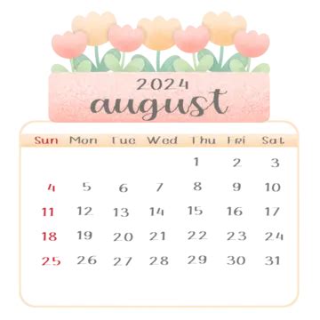 August 2024 Calendar Flower Tulips 2024 Monthly Calendar August