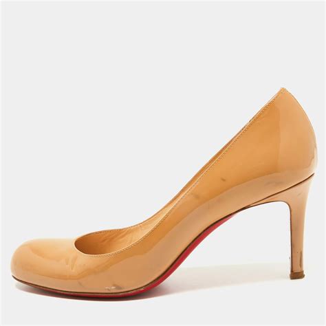 Christian Louboutin Beige Patent Leather Simple Pumps Size