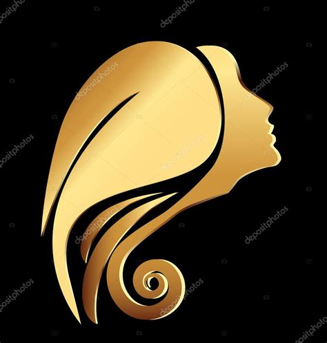 Vector De Una Mujer De Oro Logotipo De La Cara Vector De Stock De