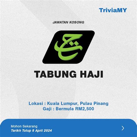 Jawatan Kosong Tabung Haji Gaji Bermula RM2500