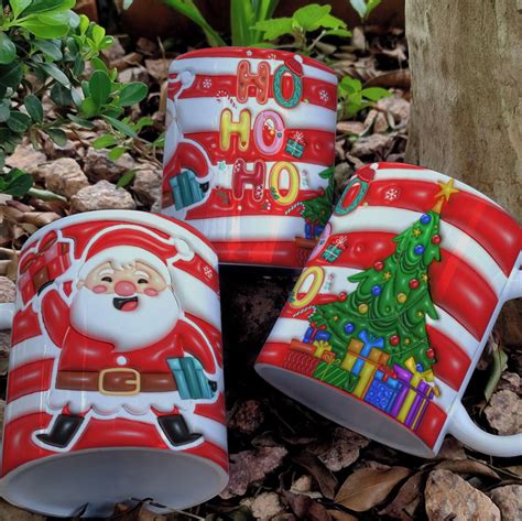 Caneca De Natal 3d - Kit Digital Caneca Natal 3d Inflado | Elo7 Produtos Especiais