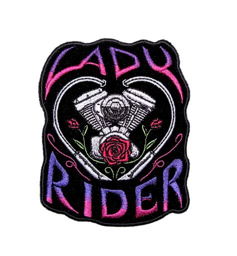 Lady Rider With Engine Roses Biker Patch Quality Biker Patches