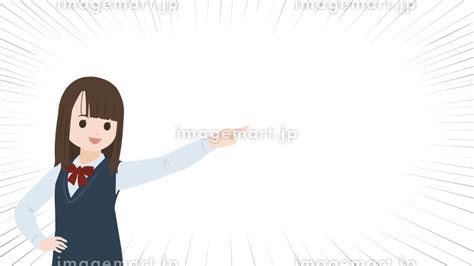 学生 女子生徒 美少女 指を指すポーズ 目標 集中線 イラスト素材 154727739 イメージマート