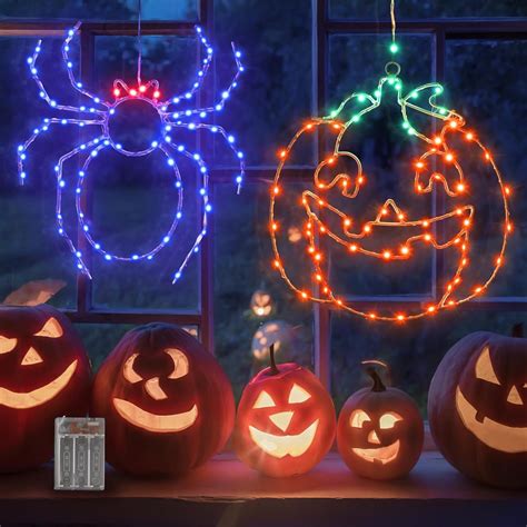 Amazon.com: GuassLee Halloween Window Decorations Lights - 2pcs Pumpkin ...