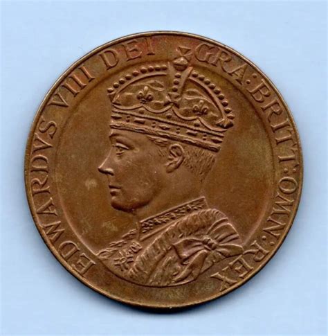 1937 KING EDWARD VIII CORONATION BRONZE MEDAL MEDALLION 35 Mm