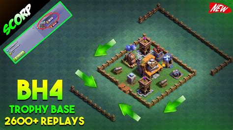 Clash Of Clans Builder Hall 4 Base Bh4 Base Anti 2 Star Replays Youtube