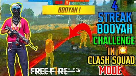 FREE FIRE CLASH SQUAD MODE 4 STREAK CHALLENGE SOLO VS SQUAD