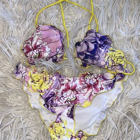 Purple And Yellow Bikini Size S Worn A Couple Of Depop